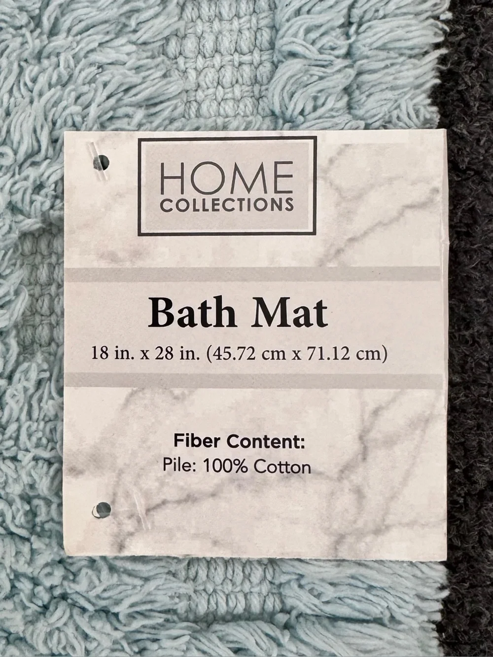 Home Collections Checkered Fringe Bath Mat Cotton Aqua 18x28 NWT